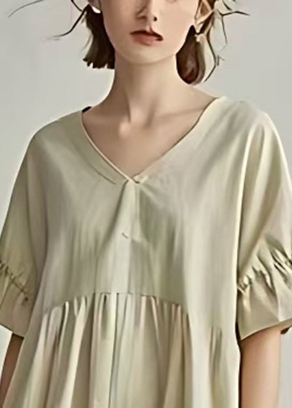 Casual Apricot Oversized Patchwork Cotton Party Dress Summer