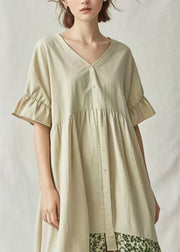 Casual Apricot Oversized Patchwork Cotton Party Dress Summer