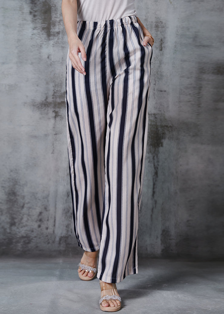 Casual Apricot Striped Cotton Straight Pants Fall