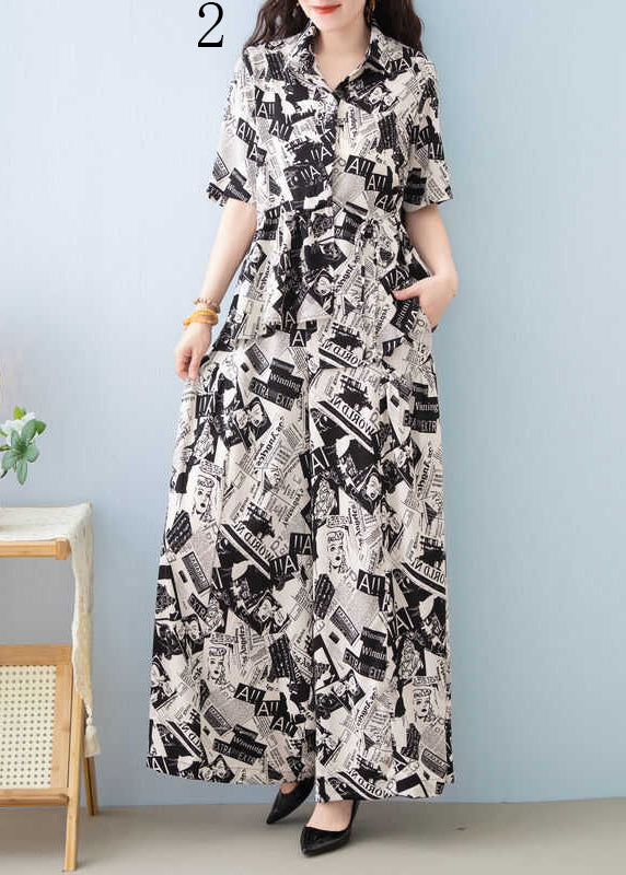 Casual Asymmetrical Print Cotton Two Piece Set Women Clothing Summer