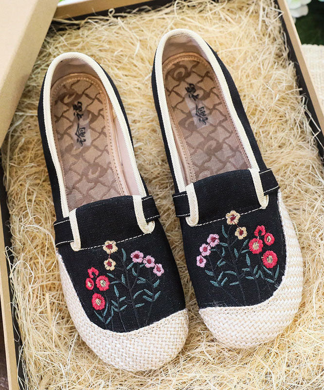 Casual Beige Embroideried Flat Shoes For Women Splicing Flat Feet Shoes