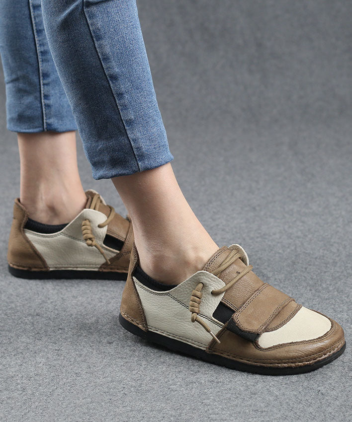 Casual Beige Flat Shoes For Women Splicing Flat Feet Shoes