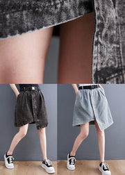 Casual Black Asymmetrical Design Pockets Denim Short Skirt Summer