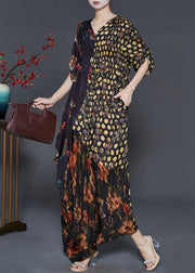 Casual Black Asymmetrical Print Silk Vacation Dresses Spring