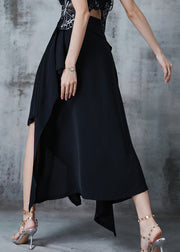 Casual Black Asymmetrical Silm Fit Chiffon Skirt Summer