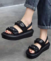 Casual Black Buckle Strap Rivet Splicing Platform Sandals