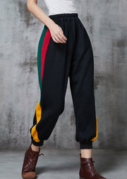 Casual Black Oversized Patchwork Warm Fleece Harem Pants Spring