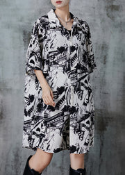 Casual Black Oversized Print Chiffon Dress Summer