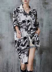 Casual Black Oversized Print Chiffon Dress Summer