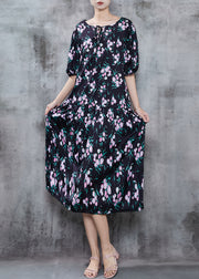 Casual Black Oversized Print Chiffon Holiday Dress Summer