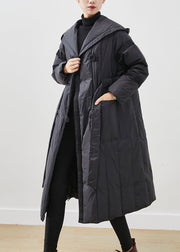 Casual Black Oversized Tie Waist Duck Down Down Coats Winter