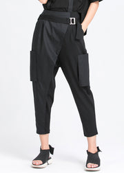 Casual Black Patchwork Harem Pants Spring