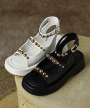 Casual Black Rivet Sandals Soft Platform Sandals