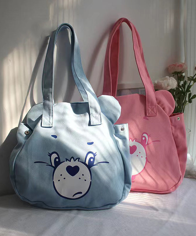 Casual Blue Cartoon Print Large Capacity Satchel Bag Handbag