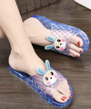 Casual Blue Crystal Transparent Flat Bottomed Slippers