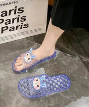 Casual Blue Crystal Transparent Flat Bottomed Slippers