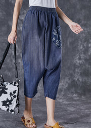 Casual Blue Oversized Patchwork Applique Denim Harem Pants Summer