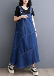 Casual Blue Oversized Patchwork Denim A Line Dresses Spring