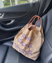 Casual Brown Embroidery Large Capacity Shopping Bag