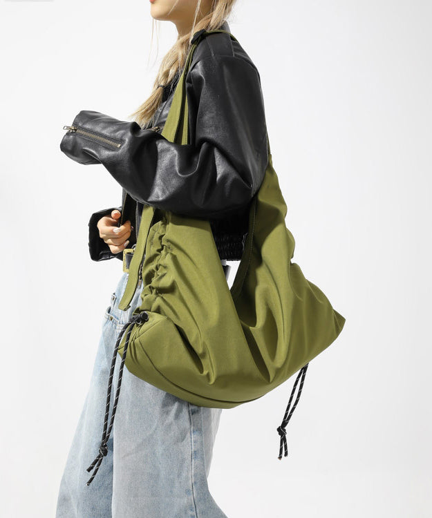 Casual Brown Large Capacity Drawstring Nylon Shoulder Bag