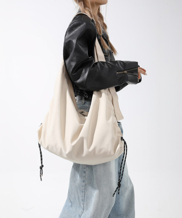 Casual Brown Large Capacity Drawstring Nylon Shoulder Bag