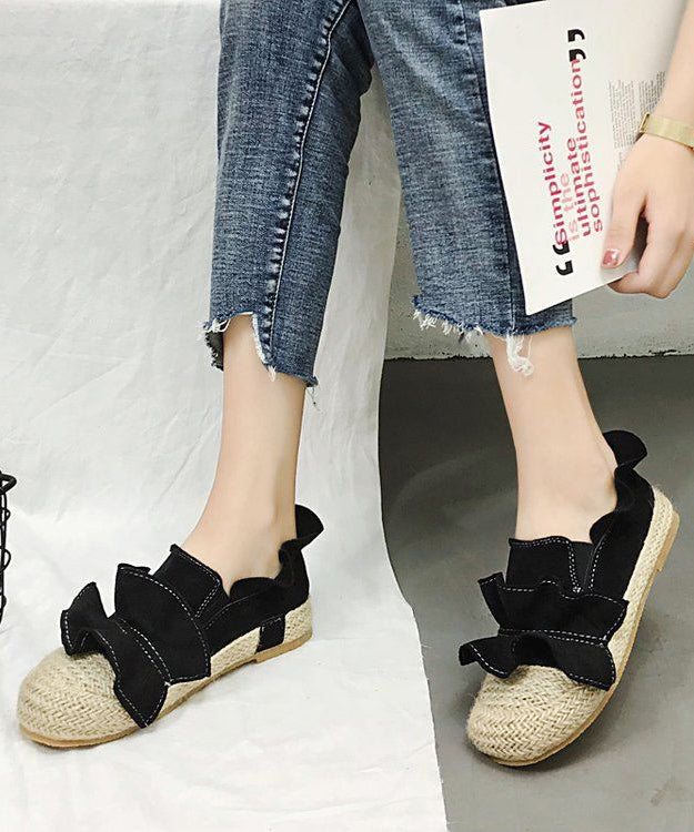 Casual Brown Ruffled Splicing Versatile Flat Feet Shoes