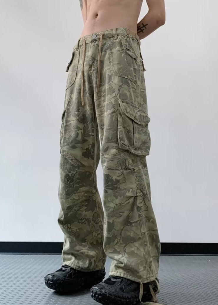 Casual Camouflage Print High Wais Men Denim Pants