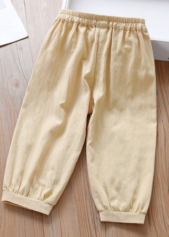 Casual Caramel Elastic Waist Girls Beam Pants Spring