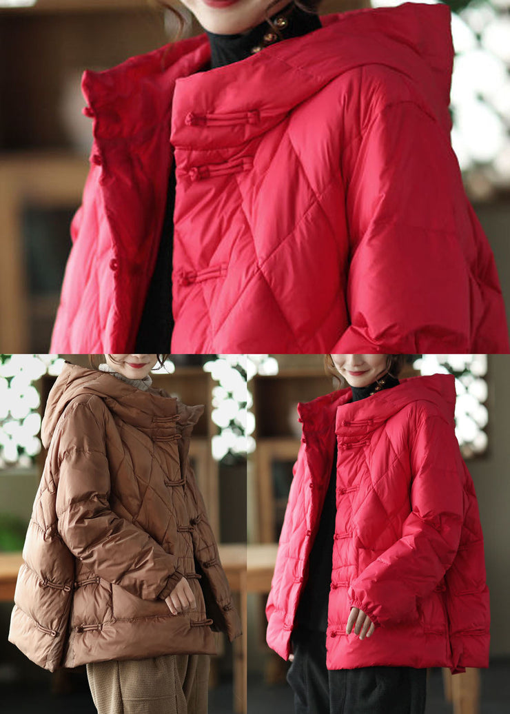 Casual Chocolate Hooded Pockets Fine Cotton Filled Womens Parka Winter