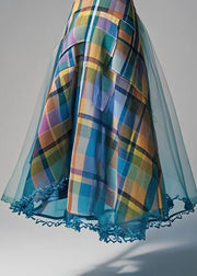 Casual Colorblock Plaid Exra Large Hem Tulle Skirts Fall