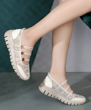 Casual Comfy Beige Breathable Mesh Splicing Wedge Heels Sandals