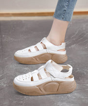 Casual Comfy Beige Hollow Out Platform Walking Sandals