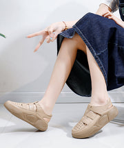 Casual Comfy Beige Hollow Out Platform Walking Sandals