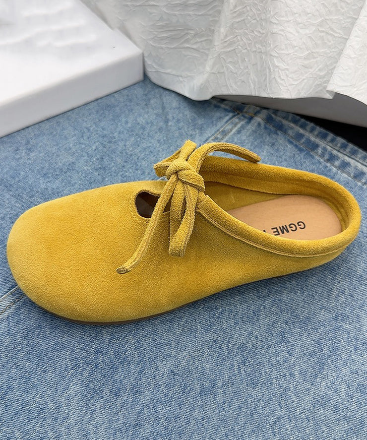 Casual Comfy Green Suede Splicing Slippers Lace Up