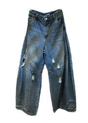 Casual Denim Blue Pockets Patchwork Mens Pants Summer