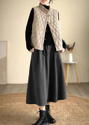 Casual Dull Grey Elastic Waist Thick Woolen Skirts Spring