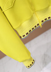 Casual Fluorescent Yellow Jacquard Cotton Jackets Spring