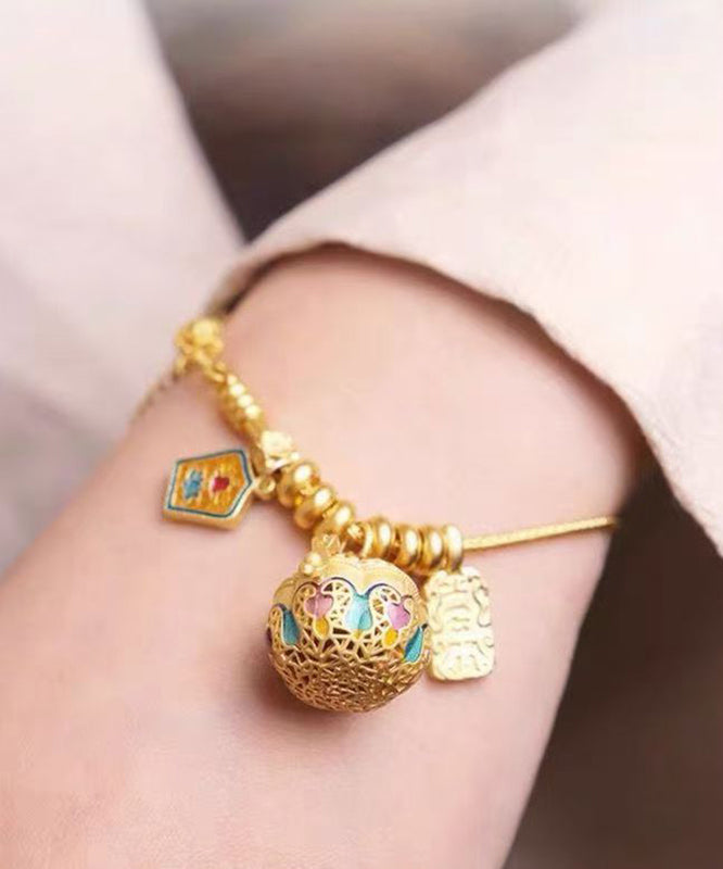 Casual Gold Antique Gold Ename Pumpkin Sachet Charm Bracelet