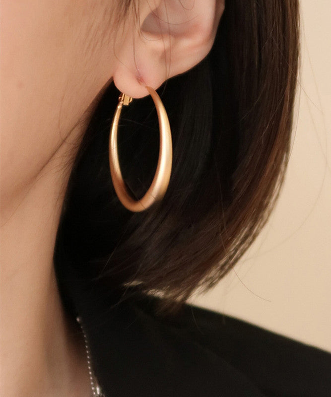 Casual Gold Copper Overgild Round Hoop Earrings