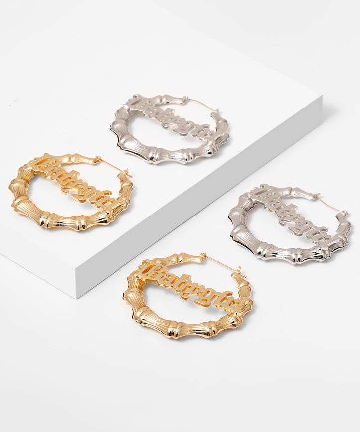 Casual Gold Metal Alloy Bamboo Joint Hoop Earrings