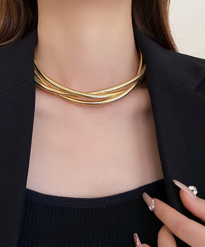 Casual Gold Metal Alloy Layered Choker