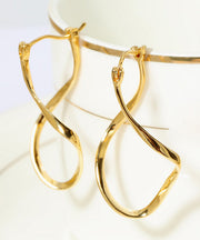 Casual Gold Silver Bending Shape Hoop Earrings