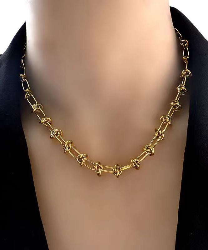 Casual Gold Stainless Steel Alloy Chain Lariat Necklace