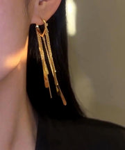 Casual Gold Sterling Silver Alloy Tassel Drop Earrings