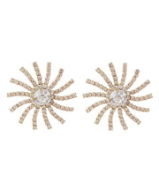 Casual Gold Sterling Silver Alloy Zircon Sun Stud Earrings