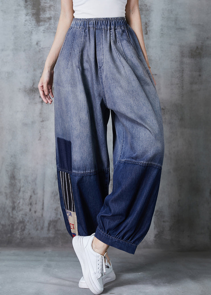 Casual Gradient Color Oversized Patchwork Denim Pants Summer