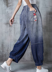 Casual Gradient Color Oversized Patchwork Denim Pants Summer