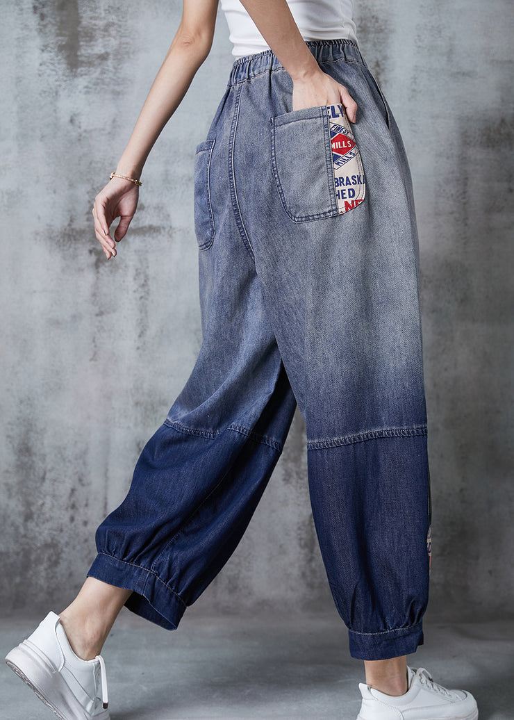 Casual Gradient Color Oversized Patchwork Denim Pants Summer