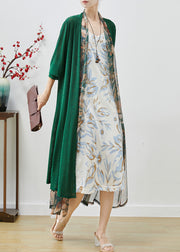 Casual Green Oversized Patchwork Chiffon Loose Coat Fall