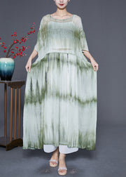 Casual Green Oversized Tie Dye Maxi Dress Summer